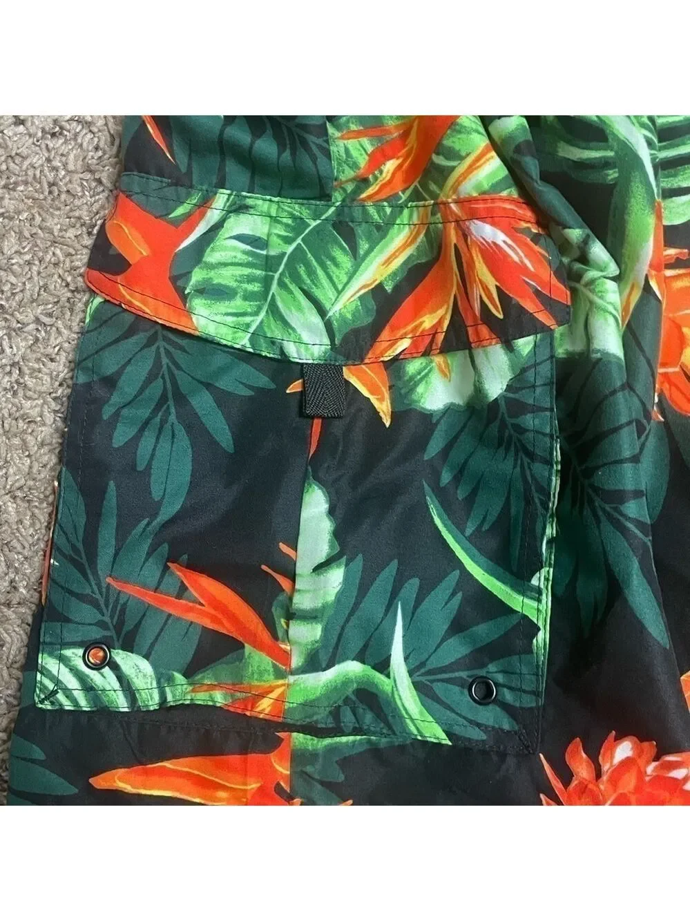 KS Island Cargo Swim Trunks Big Men's XL Tropical Print